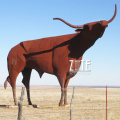 Customized metal animal sculpture corten steel longhorn statue